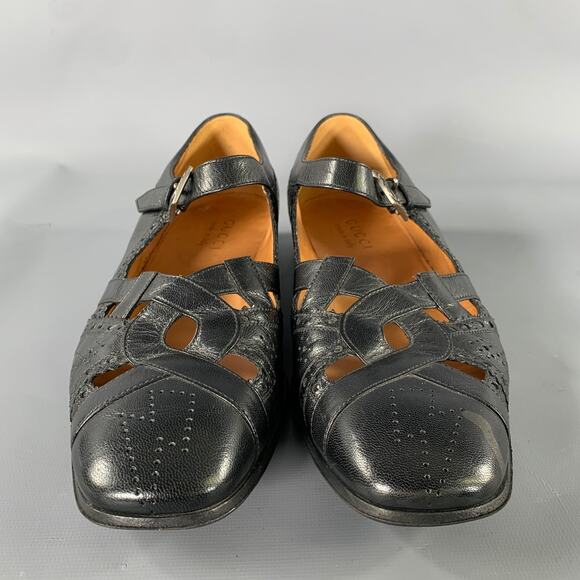 GUCCI Size 9 Black Thesis Queercore Leather Loafer Sandals main image 6
